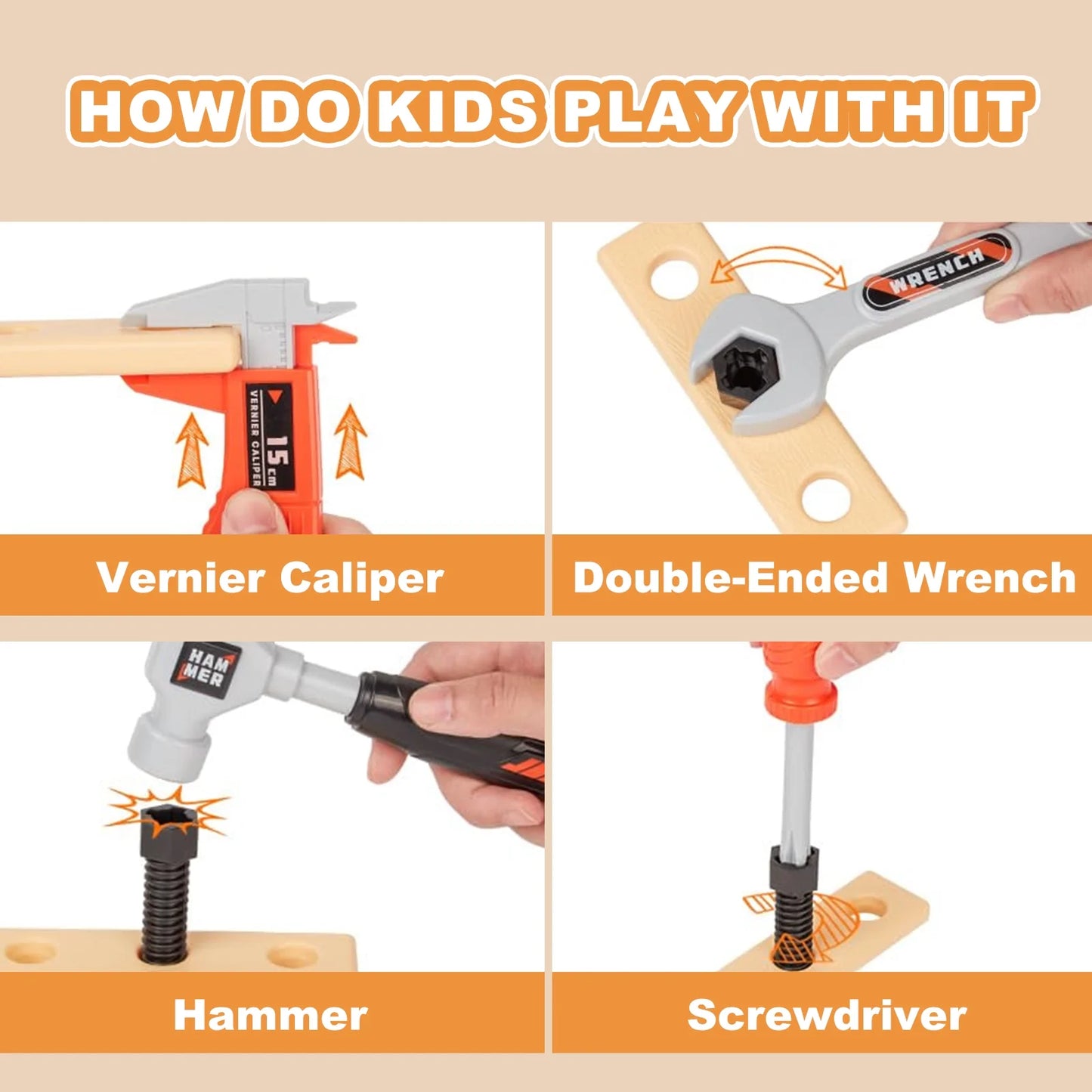 Tiny Builders Toolkit: 32 Pieces of Future Handyman Shenanigans with a Noisy Drill - Perfect for Mini Construction Workers Aged 3-8!