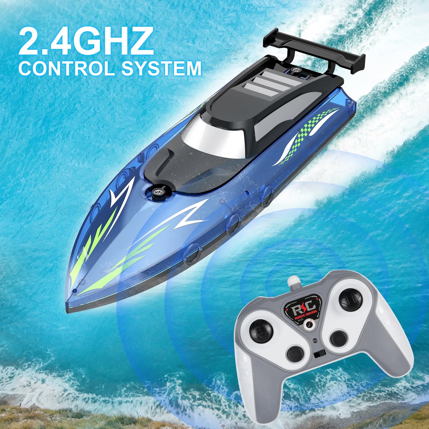 Ultimate High-Speed LED Remote Control Boat - Thrilling Fun for Kids & Adults on Lakes & Pools!