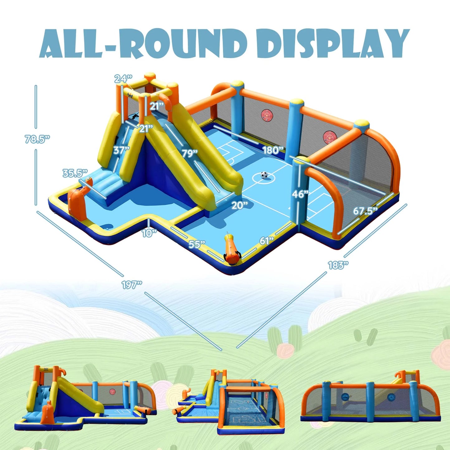 Giant Soccer Inflatable Water Slide Bouncer with Splash Pool - Fun for All Ages!