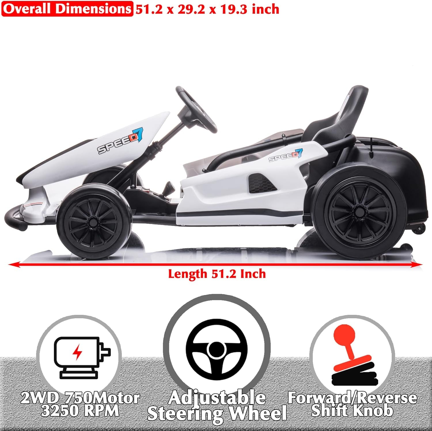 Zoom Zoom Zippy Kart: The Ultimate Drift Machine for Big Kids 6+ Who Think They’re in Fast & Furious! 2WD, Gas & Brake Pedal, Speedy 7.5Mph, Can Handle Your Snack Stash (135 Lbs) - Snow White Edition!