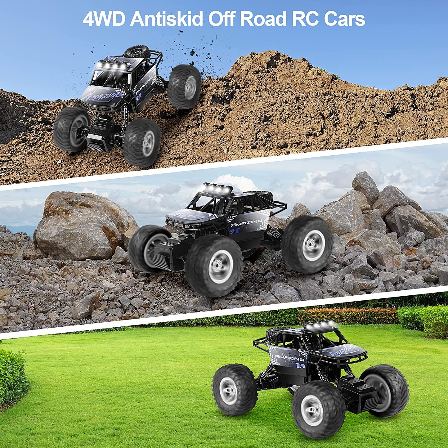 All Terrain 1:14 Scale RC Monster Truck - Ultimate 4WD Off-Road Adventure with Dual Motors & 90 Min Playtime - Ideal Gift for Kids!