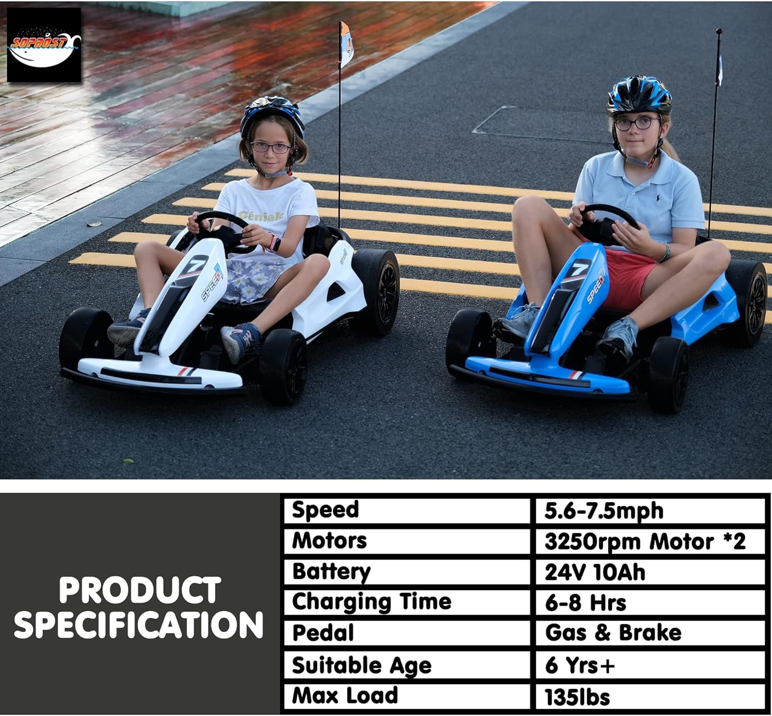 Zoom Zoom Zippy Kart: The Ultimate Drift Machine for Big Kids 6+ Who Think They’re in Fast & Furious! 2WD, Gas & Brake Pedal, Speedy 7.5Mph, Can Handle Your Snack Stash (135 Lbs) - Snow White Edition!