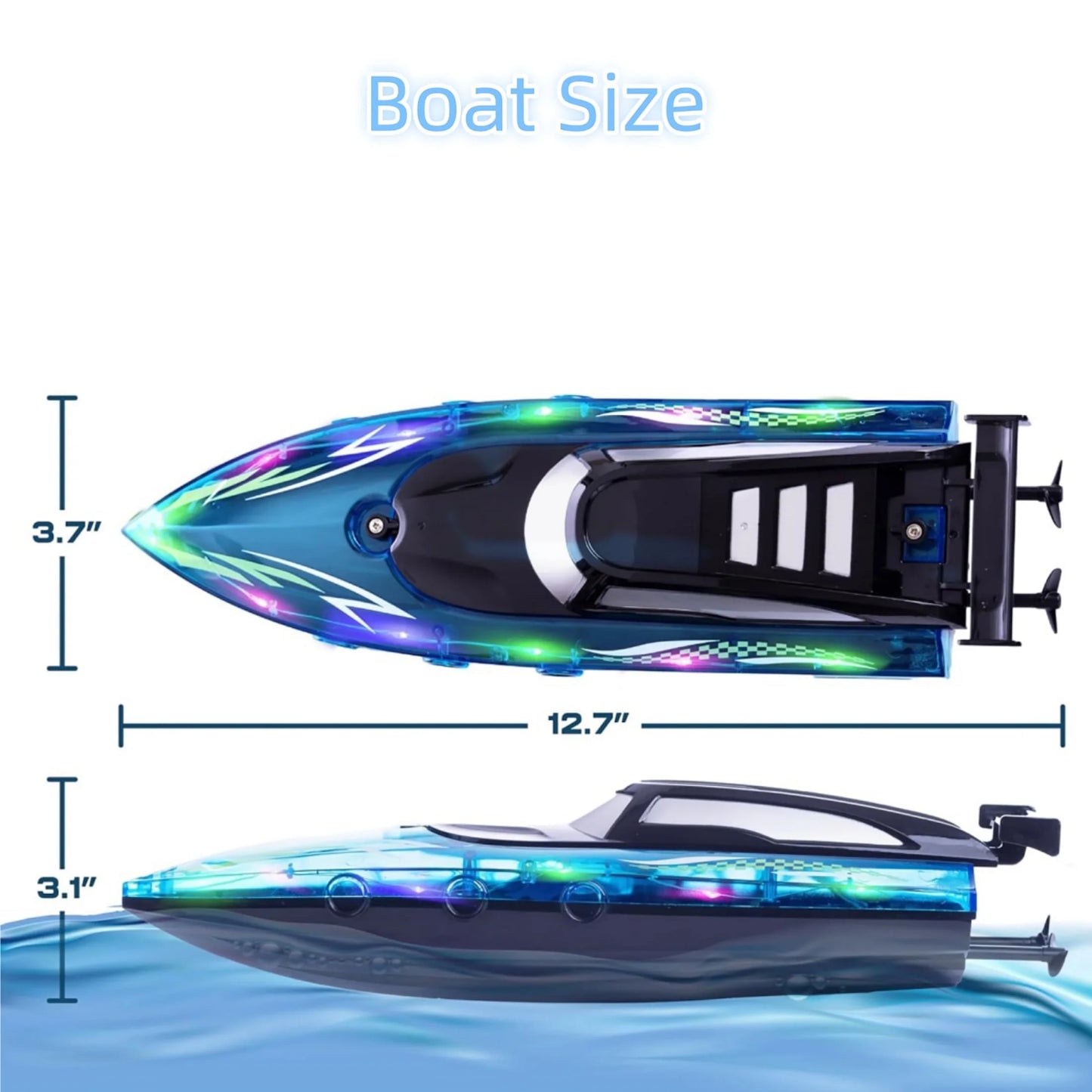 Ultimate High-Speed LED Remote Control Boat - Thrilling Fun for Kids & Adults on Lakes & Pools!