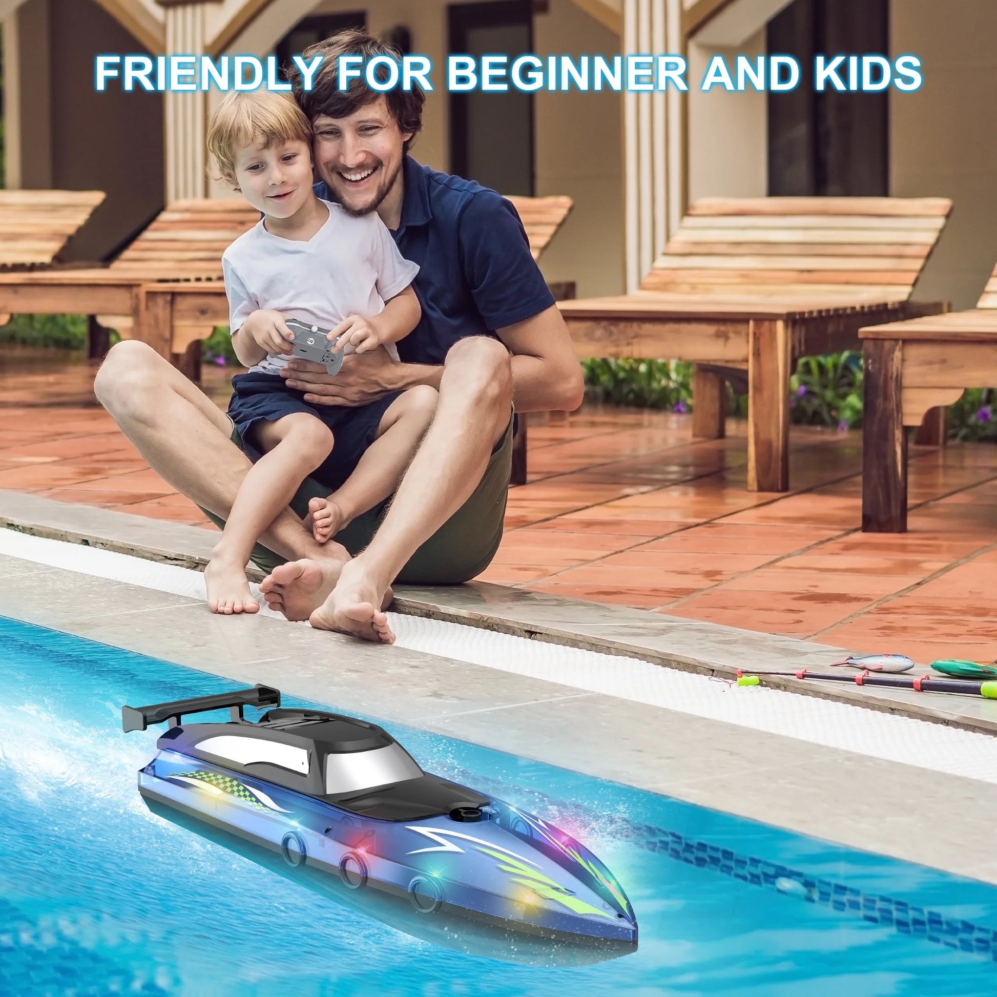 Ultimate High-Speed LED Remote Control Boat - Thrilling Fun for Kids & Adults on Lakes & Pools!