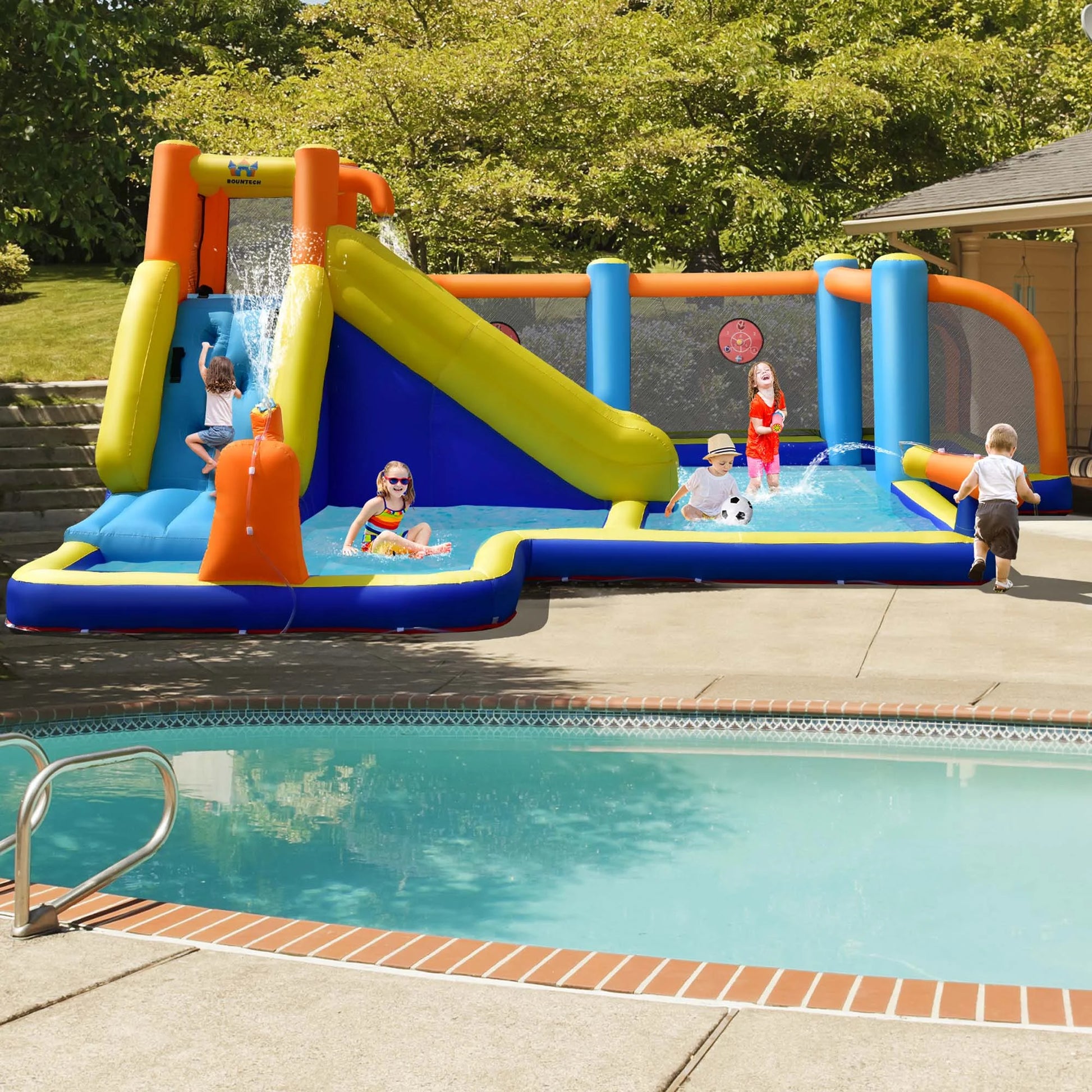 Giant Soccer Inflatable Water Slide Bouncer with Splash Pool - Fun for All Ages!