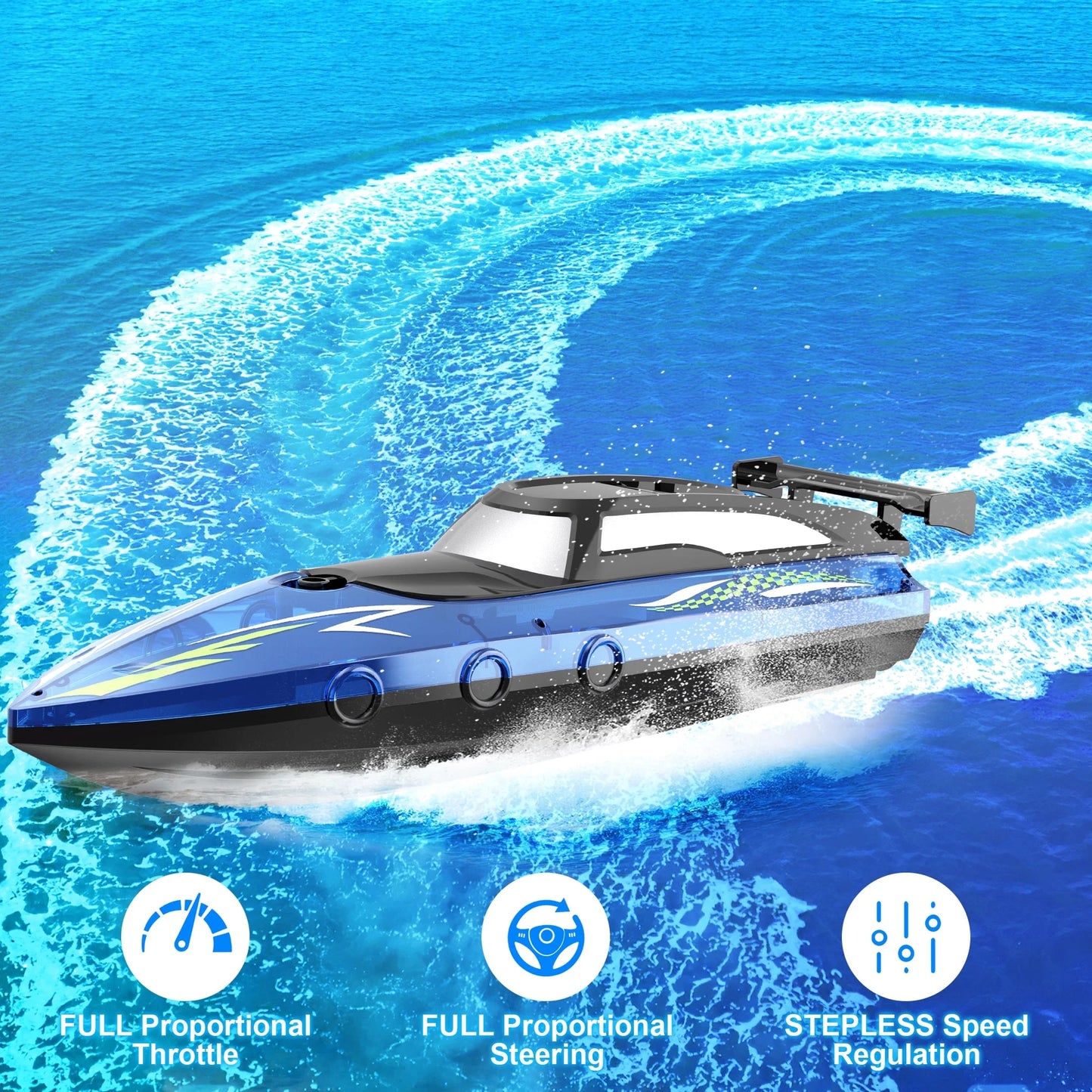 Ultimate High-Speed LED Remote Control Boat - Thrilling Fun for Kids & Adults on Lakes & Pools!