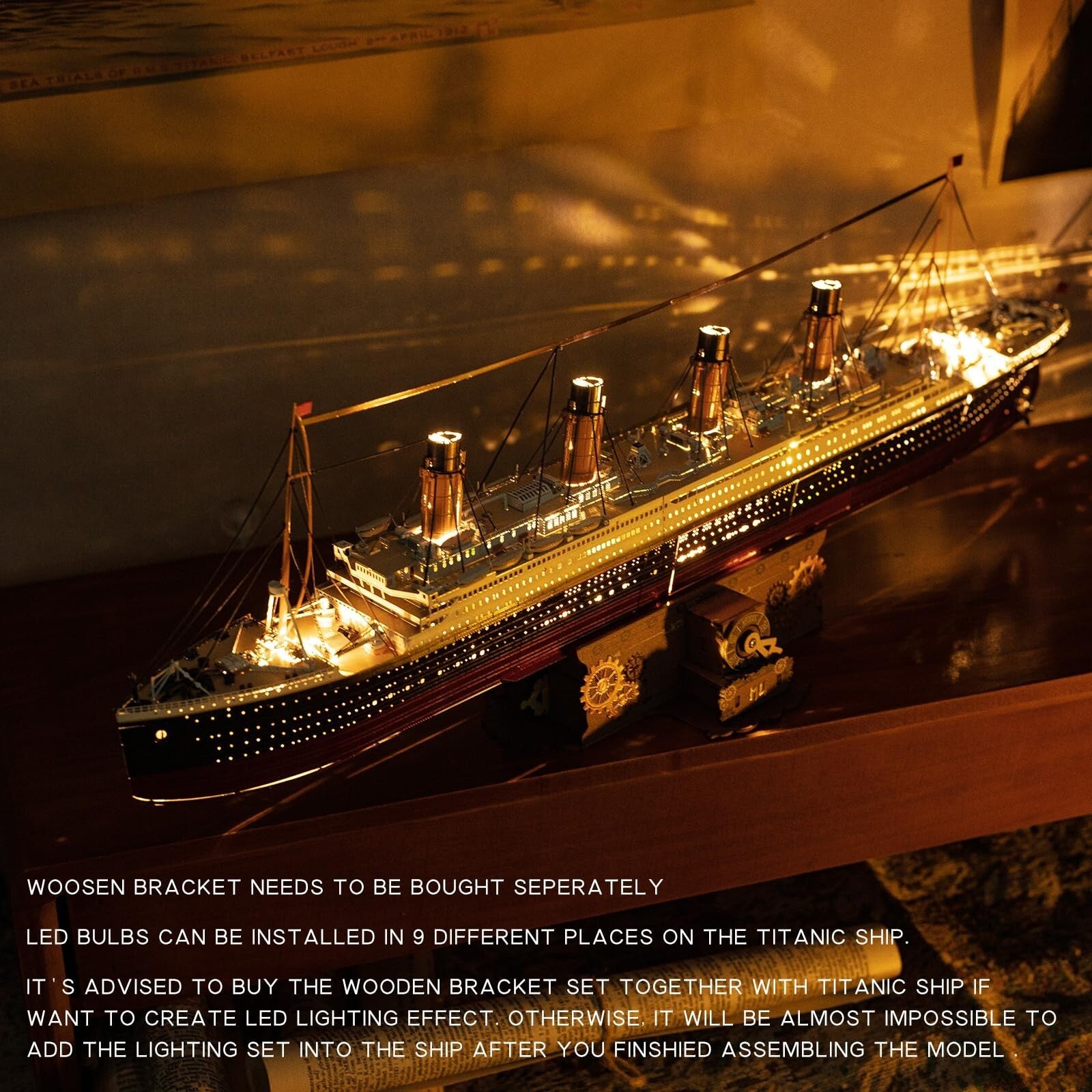 Illuminate Your Creativity with the Titanic Ship 3D Metal Puzzle Model - Engaging Build Experience for Adults!