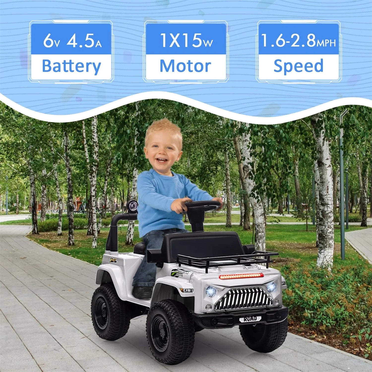 Ultimate 6V Electric Ride-On Car for Toddlers - Fun 4-Wheel Adventure with Music, LED Lights, Bluetooth, and Storage - Perfect Gift for Boys and Girls!