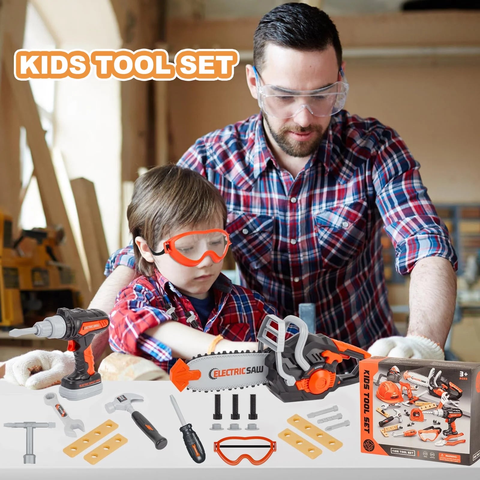 Tiny Builders Toolkit: 32 Pieces of Future Handyman Shenanigans with a Noisy Drill - Perfect for Mini Construction Workers Aged 3-8!