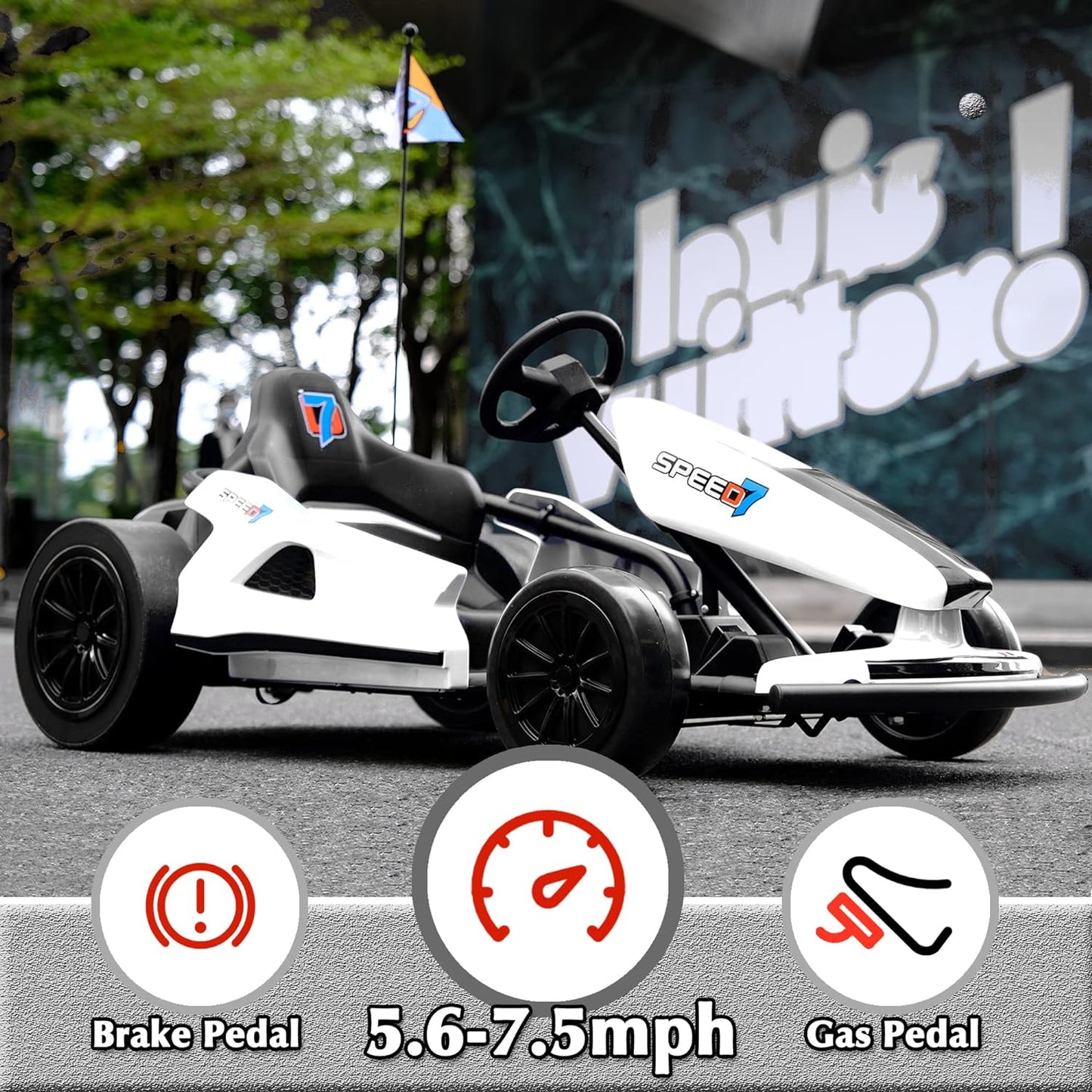 Zoom Zoom Zippy Kart: The Ultimate Drift Machine for Big Kids 6+ Who Think They’re in Fast & Furious! 2WD, Gas & Brake Pedal, Speedy 7.5Mph, Can Handle Your Snack Stash (135 Lbs) - Snow White Edition!