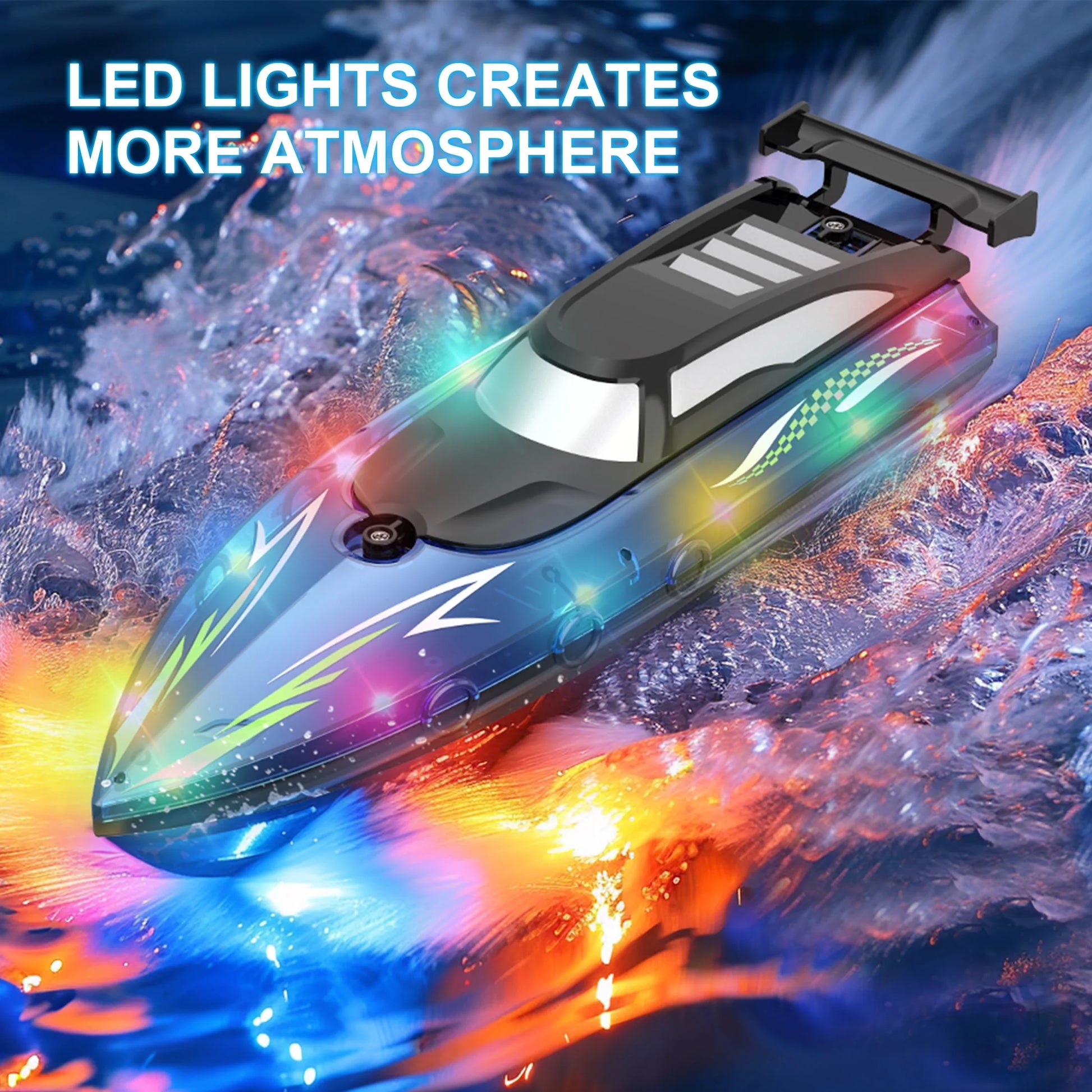 Ultimate High-Speed LED Remote Control Boat - Thrilling Fun for Kids & Adults on Lakes & Pools!