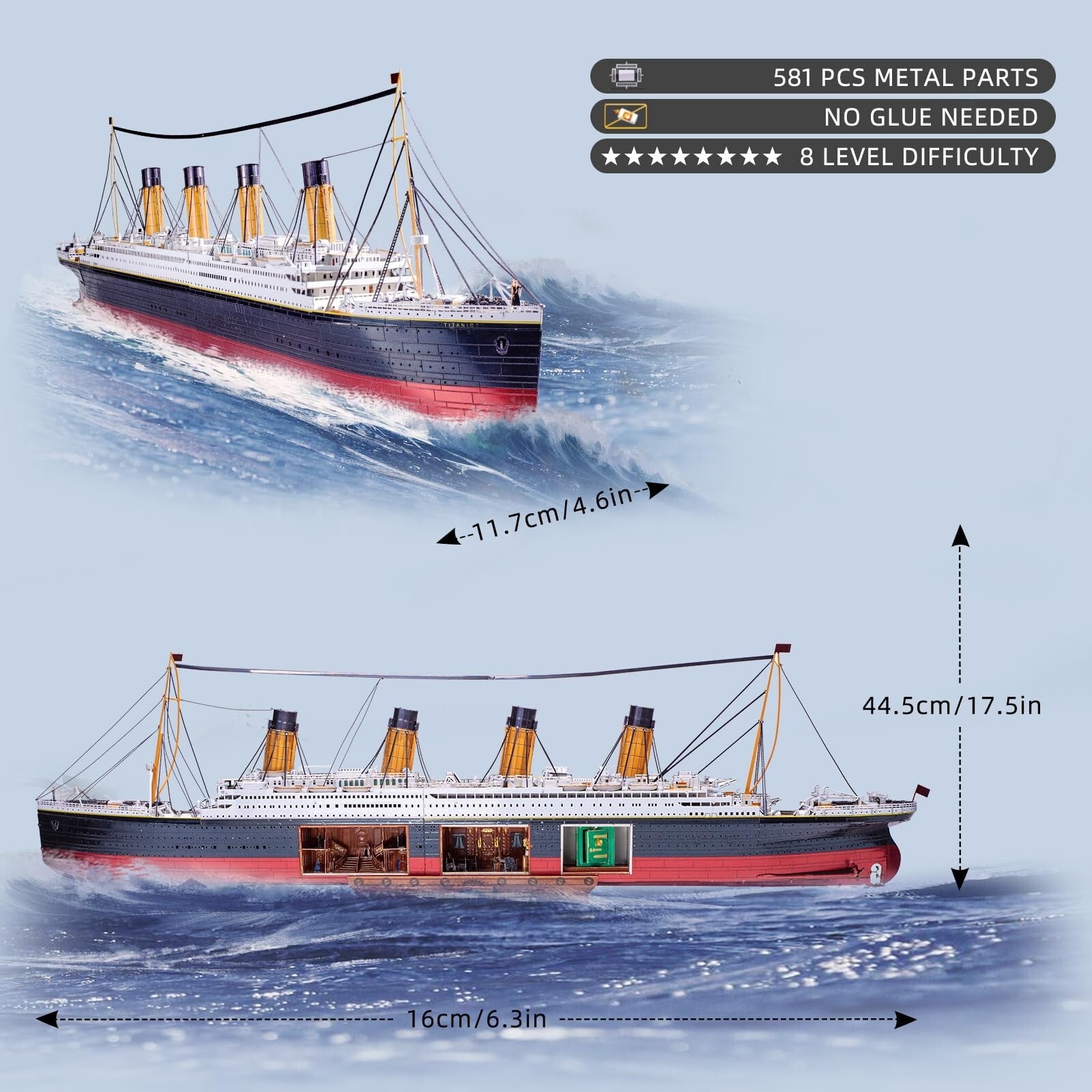 Illuminate Your Creativity with the Titanic Ship 3D Metal Puzzle Model - Engaging Build Experience for Adults!